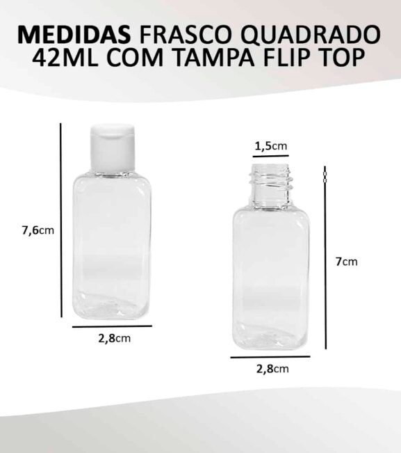 10 Frascos Quadrados 42ml Com Tampa Flip Top - Imagem 3