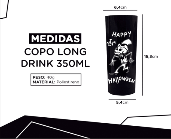 25 Copos Long Drink 350ml Halloween - Imagem 2