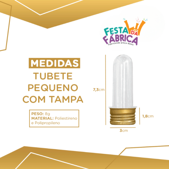 200 Tubetes Pequenos Com Tampa Alumínio - Imagem 2