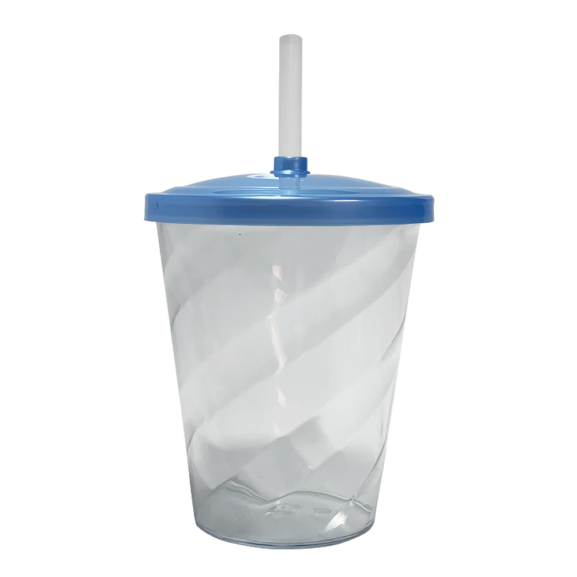 60 Copos Twister Acrílico Translúcido Com Tampa Colorida 300ml