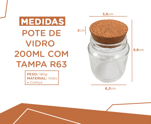 48 Potes de Vidro 200ml Tampa Rolha - Imagem 2