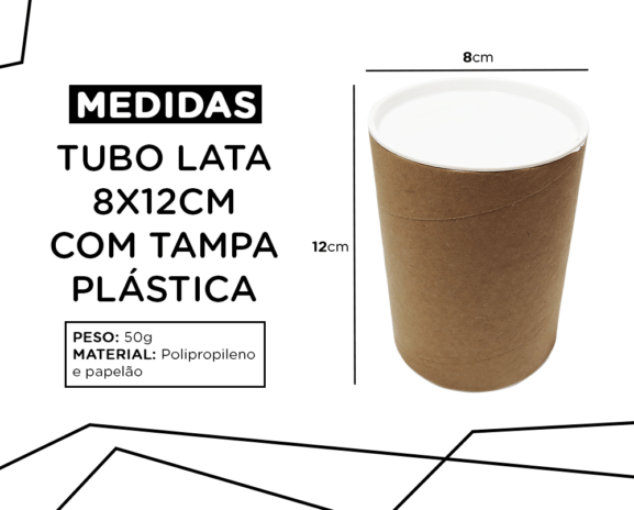 20 Tubo Lata Tampa Plástica 8×12cm - Imagem 2